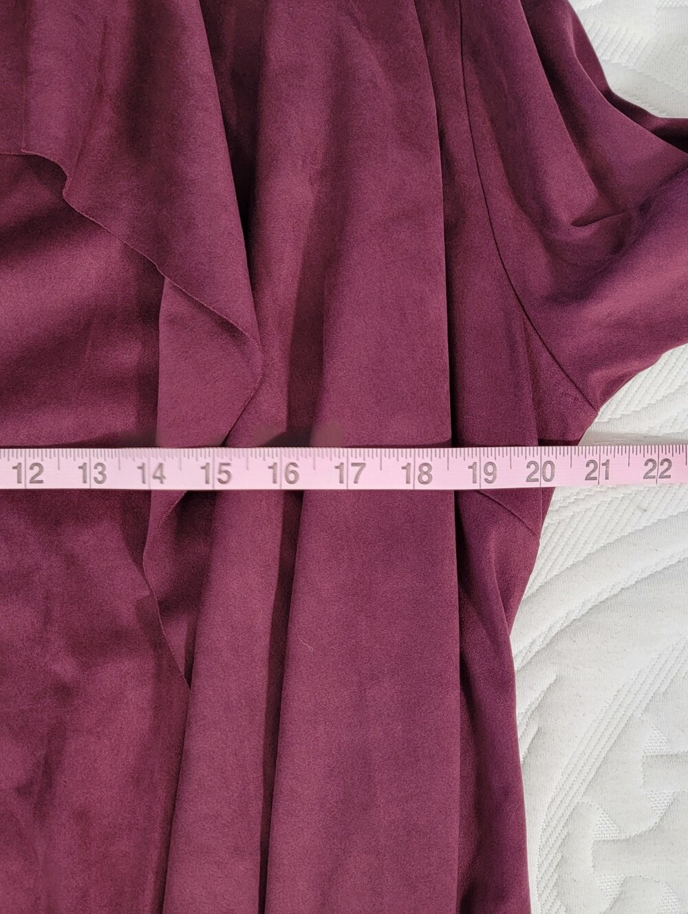 Soft Surroundings Shape Drape Faux Suede Open Cardigan Burgandy Cascading Large - Picture 7 of 8